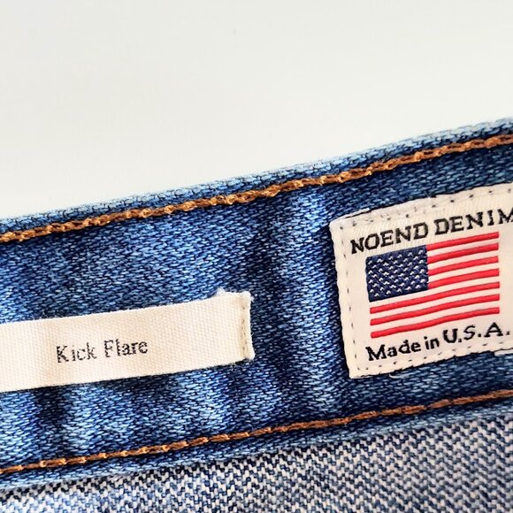 NOEND Denim Womens Size 26 Kick Flare Distressed Hem Jeans Medium Wash - Picture 7 of 9